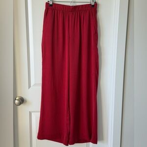 Banana Republic Factory Satin Red Romantic Elegant Wide Leg Pants-S